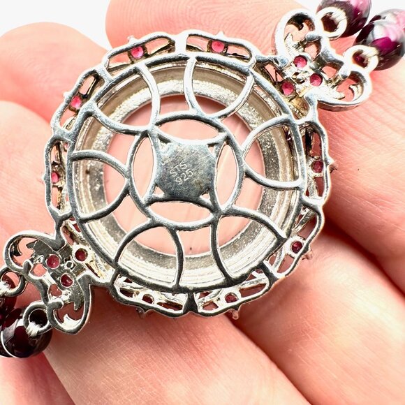 Chuck Clemency STS Sterling Silver Pink Gemstone Garnet Bracelet 24 Grams 8 Inch - Picture 2 of 3